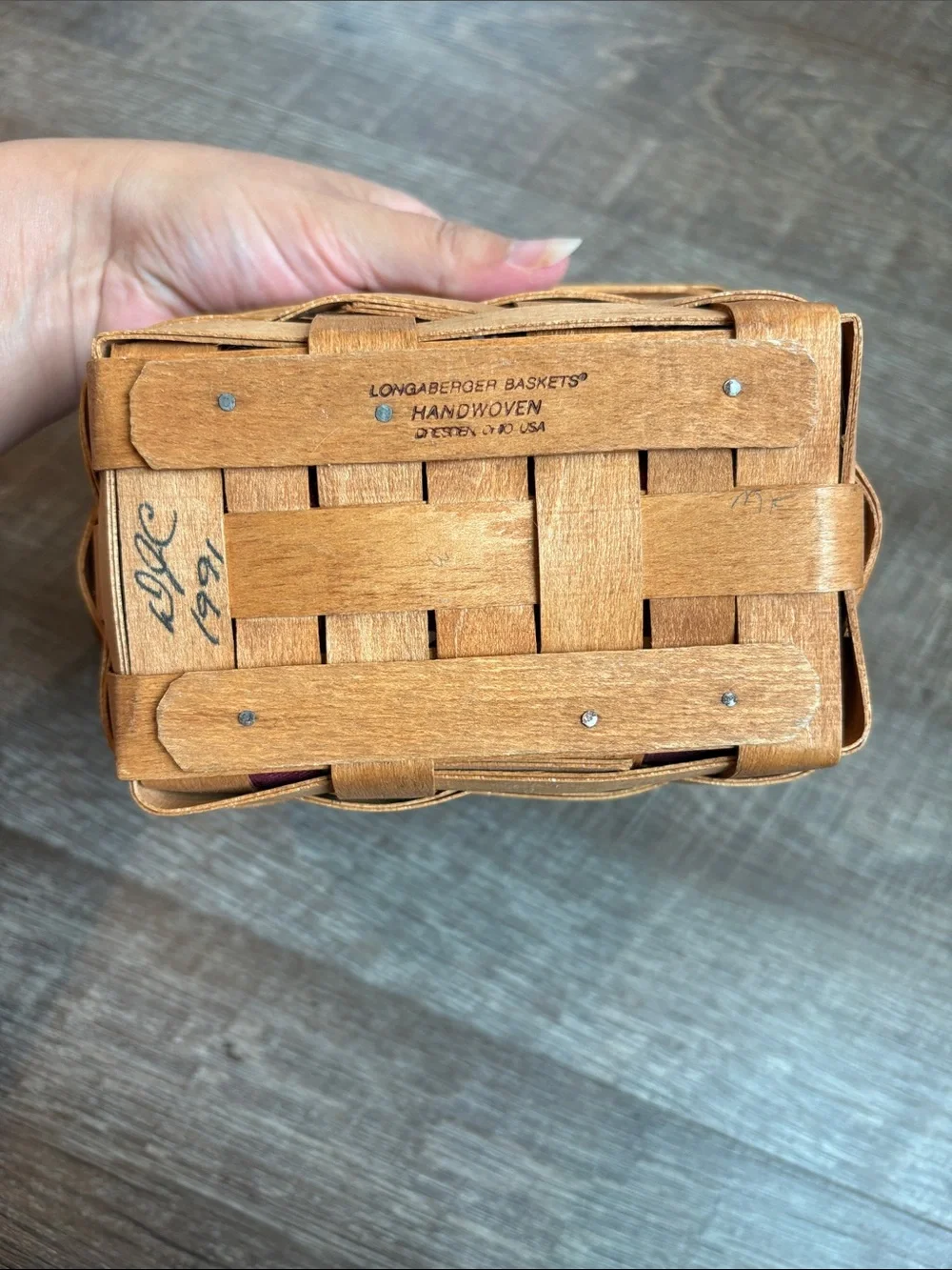 Longaberger Small Rectangle Basket Fabric Liner & Protector Leather Handles